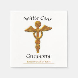 White Coat Ceremony Gold Medical, Square Gift Item Serviette