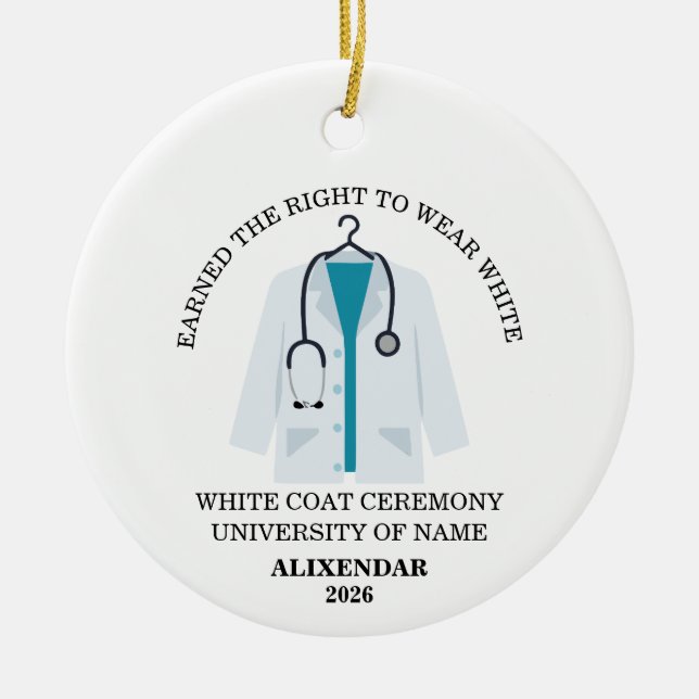 White Coat Ceremony Ornament, Doctor Graduation Keramik Ornament (Vorne)
