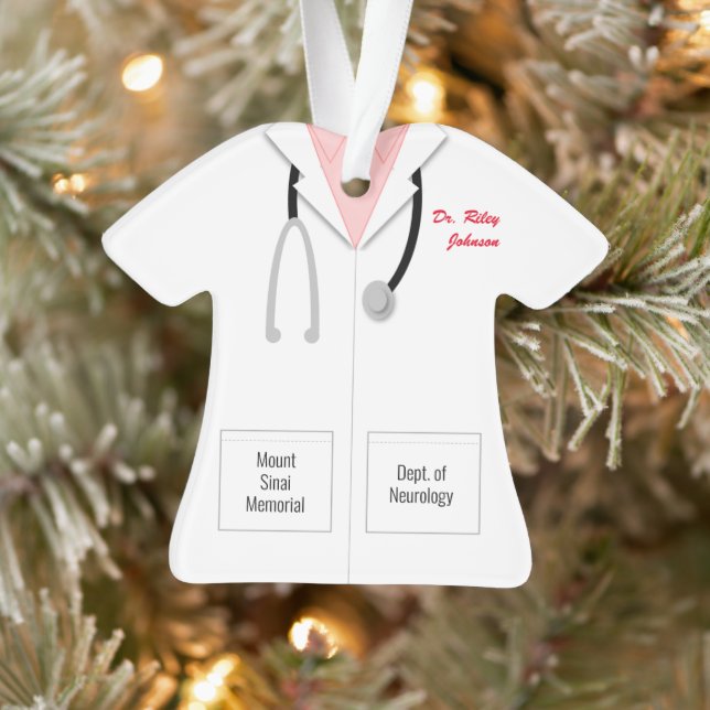 White Coat Pink Shirt Doctor Profession Ornament (Baum)