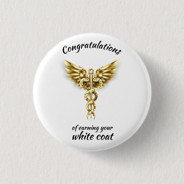 White Coat Zeremonie Gold Medical Button (Vorderseite)
