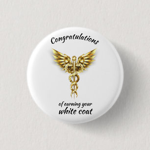 White Coat Zeremonie Gold Medical Button
