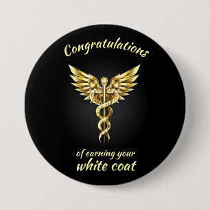 White Coat Zeremonie Gold Medical Button