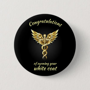 White Coat Zeremonie Gold Medical Button