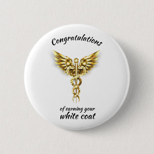 White Coat Zeremonie Gold Medical Button
