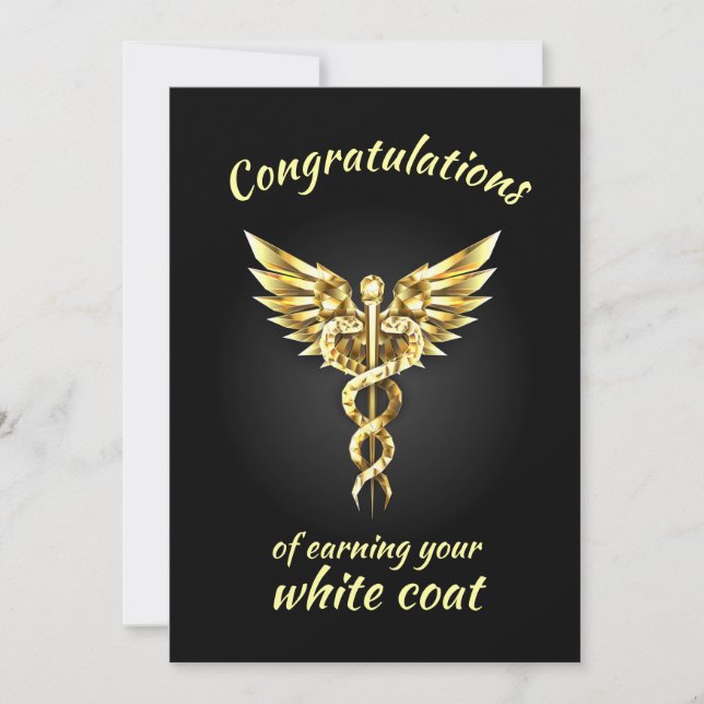 White Coat Zeremonie Gold Medical Einladung (Vorderseite)