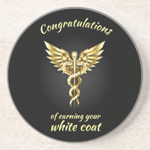 White Coat Zeremonie Gold Medical Getränkeuntersetzer