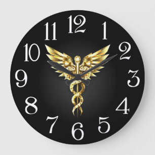 White Coat Zeremonie Gold Medical Große Wanduhr