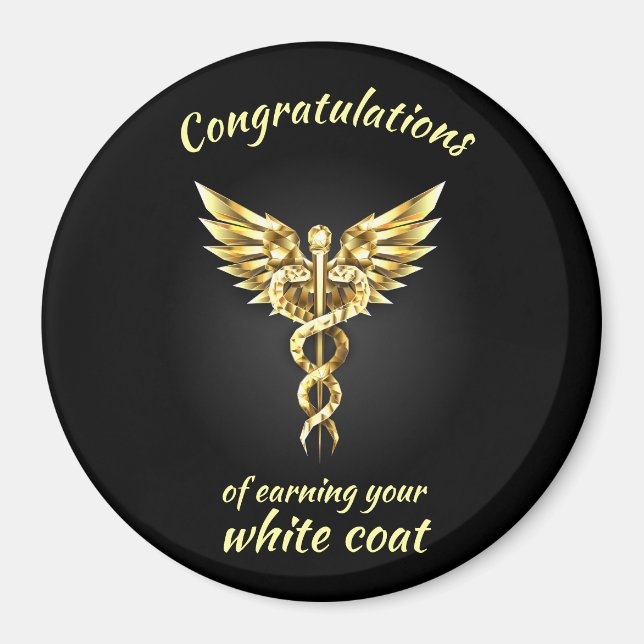 White Coat Zeremonie Gold Medical Magnet (Vorne)
