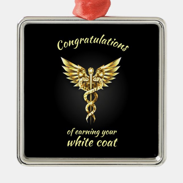 White Coat Zeremonie Gold Medical Ornament Aus Metall (Vorne)