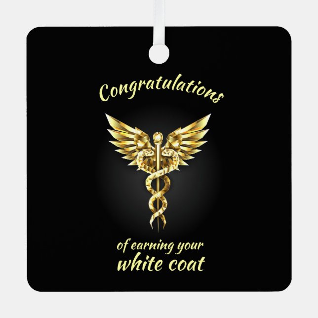 White Coat Zeremonie Gold Medical Ornament Aus Metall (Vorderseite)