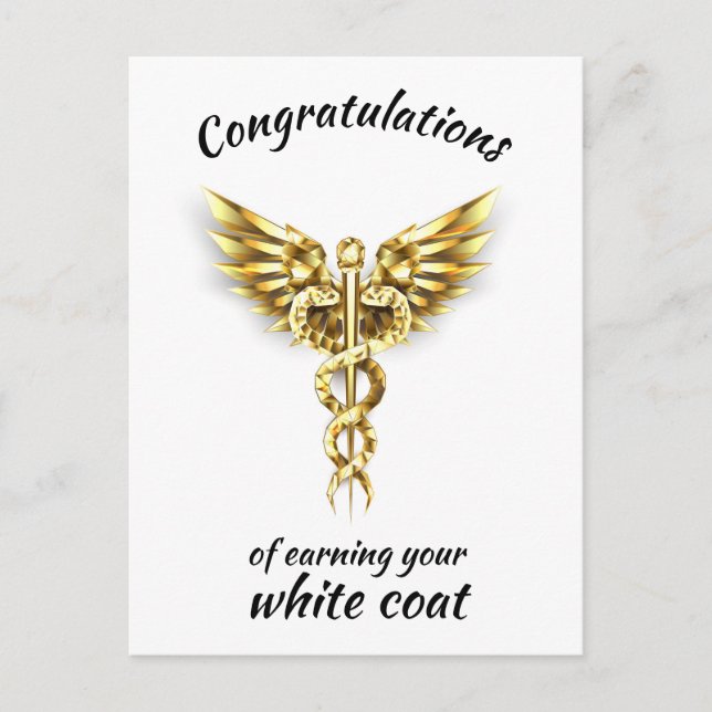 White Coat Zeremonie Gold Medical Postkarte (Vorderseite)