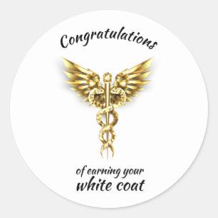 White Coat Zeremonie Gold Medical Runder Aufkleber