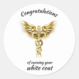White Coat Zeremonie Gold Medical Runder Aufkleber