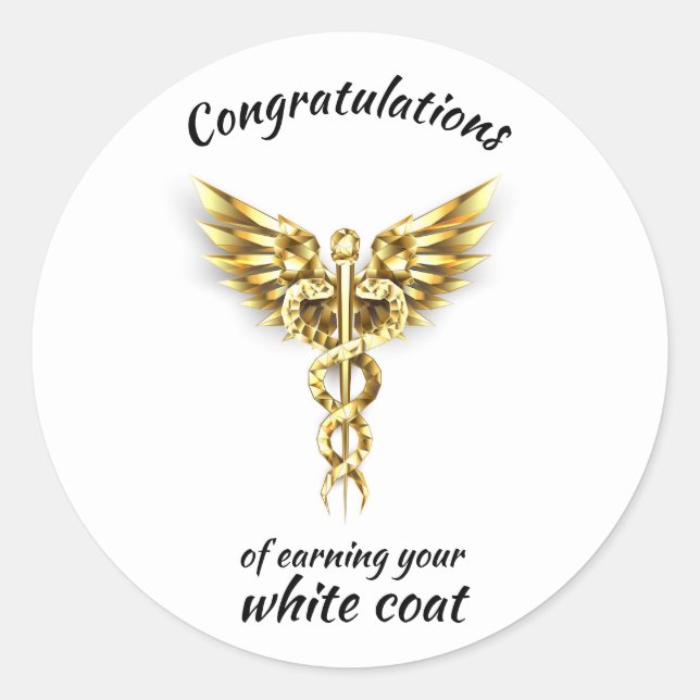 White Coat Zeremonie Gold Medical Runder Aufkleber (Vorderseite)