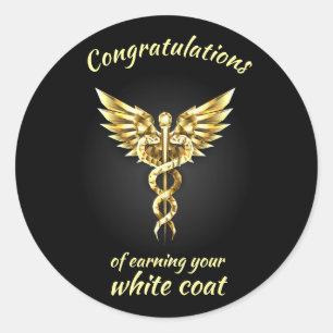 White Coat Zeremonie Gold Medical Runder Aufkleber