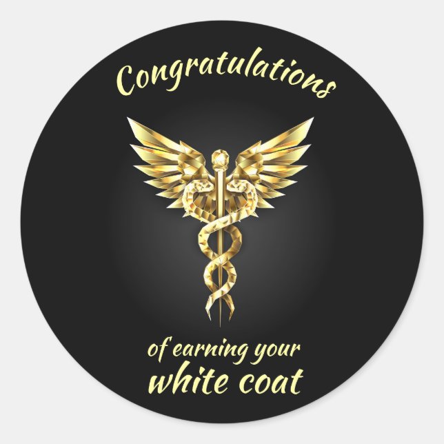 White Coat Zeremonie Gold Medical Runder Aufkleber (Vorderseite)