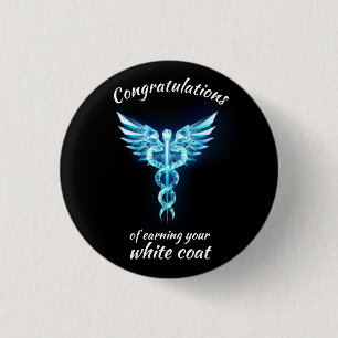 White Coat Zeremonie Kristall Medical Button