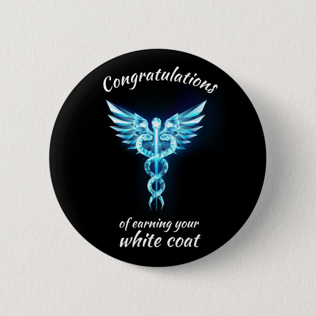 White Coat Zeremonie Kristall Medical Button (Vorderseite)