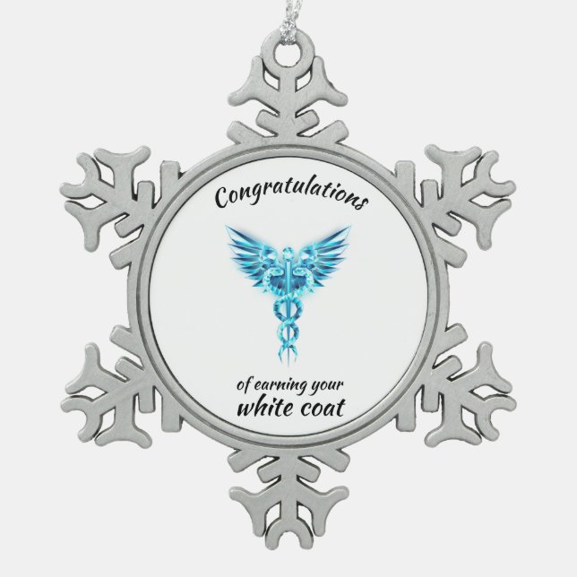 White Coat Zeremonie Kristall Medical Schneeflocken Zinn-Ornament (Vorderseite)