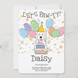 White Cockapoo Cavapoo Dog Geburtstagsparty Einladung