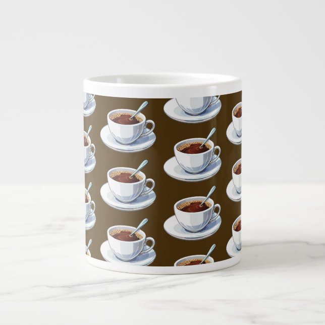 White coffee cup on a saucer filled with coffee Jumbo-Tasse (Vorderseite)