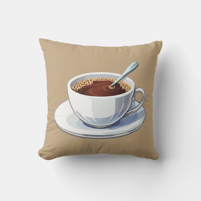 White coffee cup on a saucer filled with coffee kissen (Vorderseite)