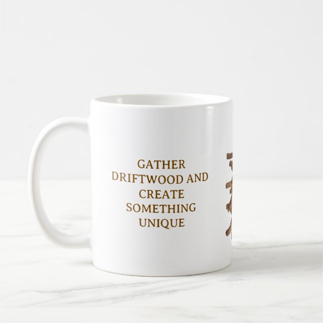WHITE COFFEE MUG WITH DRIFTWOOD THEME KAFFEETASSE (Links)