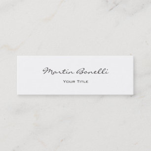 White Color Script Chic Trendy Business Card Mini Visitenkarte