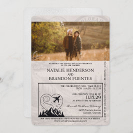 White Colorado Passport Wedding Einladung