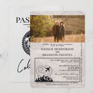 White Colorado Passport Wedding Einladung