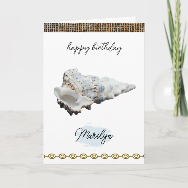 White Conch Seashell mit Name Birthday Card Karte (Vorderseite)