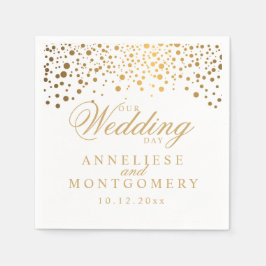White & Confetti Gold macht unseren Hochzeitstag Serviette