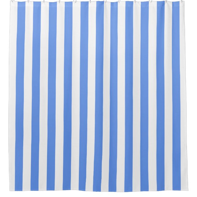 White Cornflower Blue Vertical Stripe NL #0 Duschvorhang (Vorderseite)
