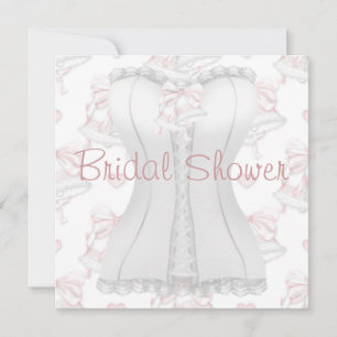 White Corset Pink Wedding Bells Brautparty Inv Einladung