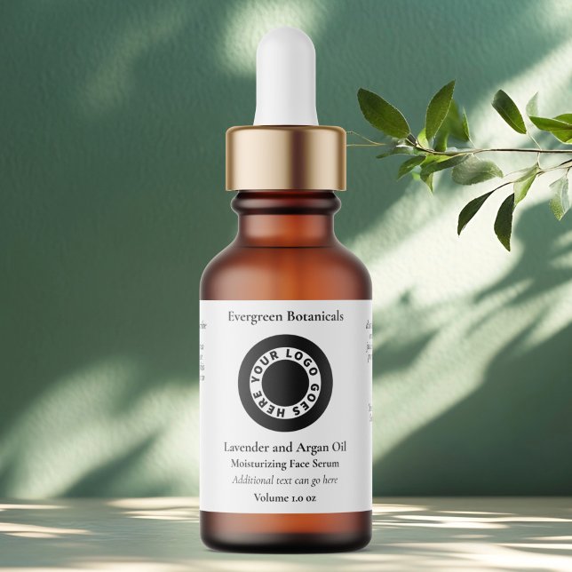 White cosmetics dropper bottle label with logo adressaufkleber (Von Creator hochgeladen)