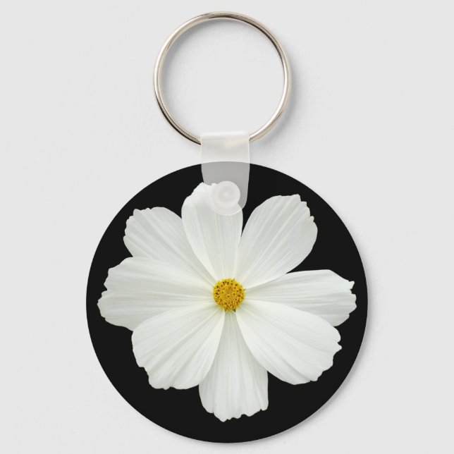 White Cosmos-Blume Schlüsselanhänger (Vorderseite)