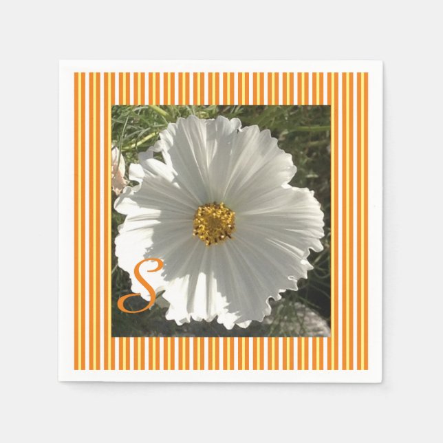 White Cosmos-Blume Serviette (Vorderseite)