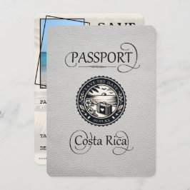 White Costa Rica Passport Save The Date