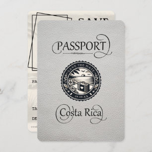 White Costa Rica Passport Save The Date