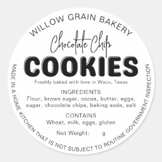 White Cottage Law Cookie-Zutatenliste Aufkleber