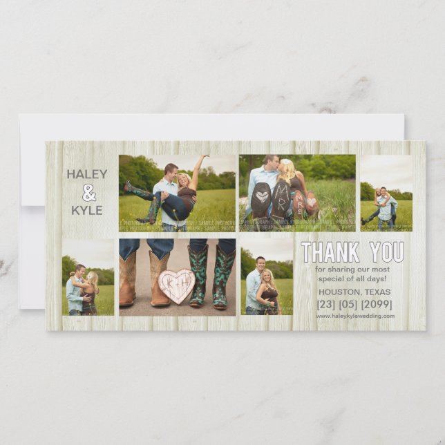 White Country Hochzeit Danke, dass Sie Foto Cards Dankeskarte (Vorderseite)