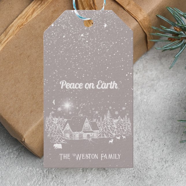 White Country Weihnachts-Weltfrieden Geschenkanhänger (Von Creator hochgeladen)