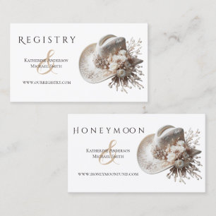 White Cowgirl Hut mit Blume Wedding Registry Visitenkarte