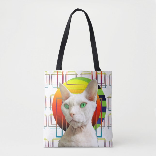 White Crazy Cat Design Sphynx Cat Devon Rex Cat (Vorderseite)