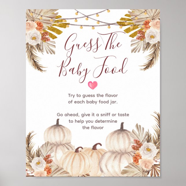 White Cream Pumpkin Floral Ratet die Baby Food Poo Poster (Vorne)