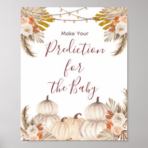 White Cream Pumpkin Floral Vorhersagen für Baby Poster