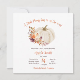 White Cream Pumpkin Rustic Floral Baby Dusche Einladung