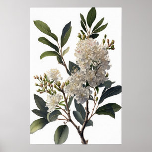White Crepe Myrtle Blume Art Print Poster