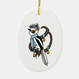 White-crested helmetshrike keramik ornament