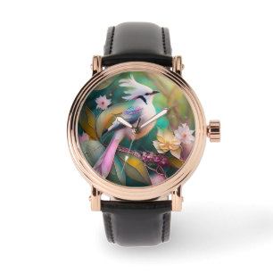 White Creush Blush Schwanz Jay Fantasy Bird Armbanduhr